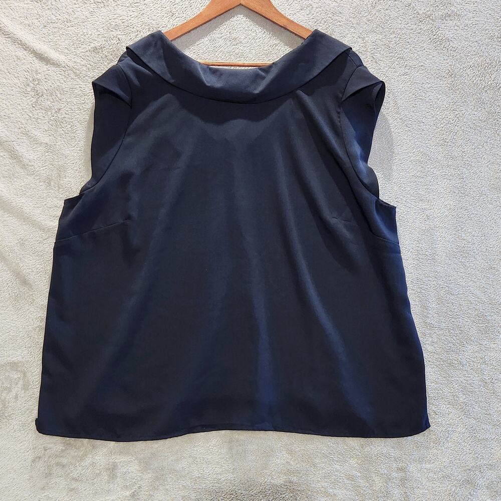 Eloquii Womens Black Low Back Short Sleeve Blouse Size 22 Business Work Office